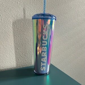 Starbucks Iridescent Tumbler with Blue Lid